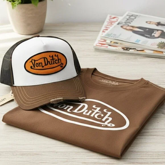 Von Dutch NWT Brown Logo Tee | Archive Y2K Streetwear |  L - Picture 10 of 12